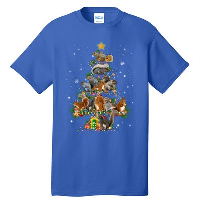 Funny Squirrel Dog Christmas Tree Squirrel Lover Xmas Funny Gift Tall T-Shirt