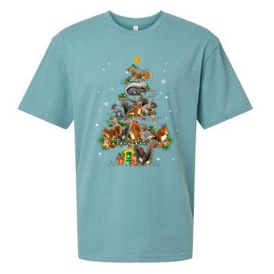 Funny Squirrel Dog Christmas Tree Squirrel Lover Xmas Funny Gift Sueded Cloud Jersey T-Shirt