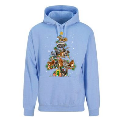 Funny Squirrel Dog Christmas Tree Squirrel Lover Xmas Funny Gift Unisex Surf Hoodie