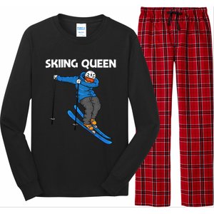 Funny Skiing Design Mom Winter Sport Snow Lovers Gift Long Sleeve Pajama Set