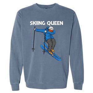 Funny Skiing Design Mom Winter Sport Snow Lovers Gift Garment-Dyed Sweatshirt