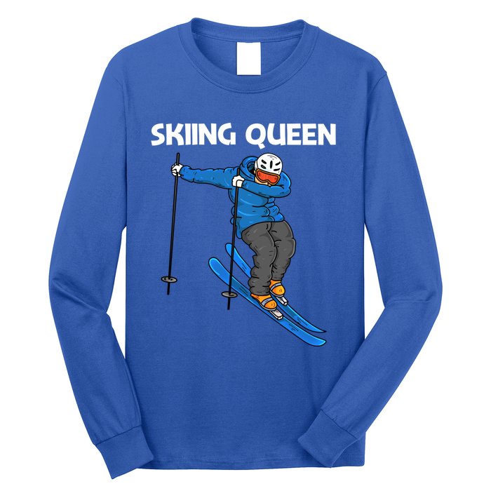 Funny Skiing Design Mom Winter Sport Snow Lovers Gift Long Sleeve Shirt