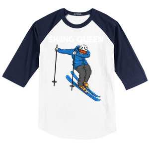 Funny Skiing Design Mom Winter Sport Snow Lovers Gift Baseball Sleeve Shirt