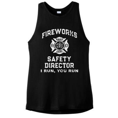 Fireworks Safety Director I Run You Run Ladies PosiCharge Tri-Blend Wicking Tank