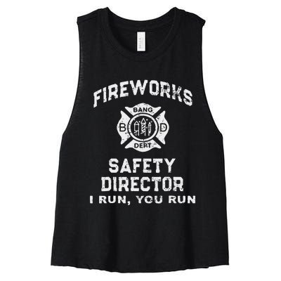 Fireworks Safety Director I Run You Run Women's Racerback Cropped Tank