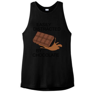 Funny Saying Distracted By Chocolate Chocolatier Gift Ladies PosiCharge Tri-Blend Wicking Tank