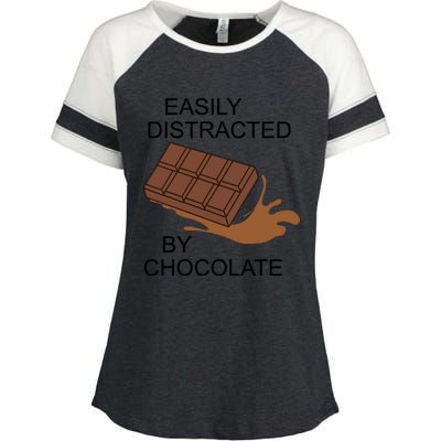 Funny Saying Distracted By Chocolate Chocolatier Gift Enza Ladies Jersey Colorblock Tee