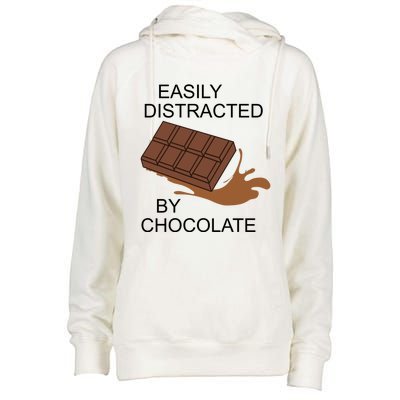 Funny Saying Distracted By Chocolate Chocolatier Gift Womens Funnel Neck Pullover Hood