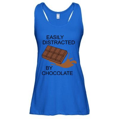 Funny Saying Distracted By Chocolate Chocolatier Gift Ladies Essential Flowy Tank