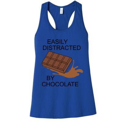 Funny Saying Distracted By Chocolate Chocolatier Gift Women's Racerback Tank