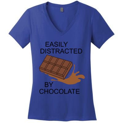 Funny Saying Distracted By Chocolate Chocolatier Gift Women's V-Neck T-Shirt