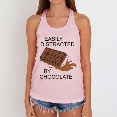 Funny Saying Distracted By Chocolate Chocolatier Gift Women's Knotted Racerback Tank