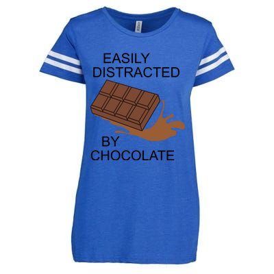 Funny Saying Distracted By Chocolate Chocolatier Gift Enza Ladies Jersey Football T-Shirt