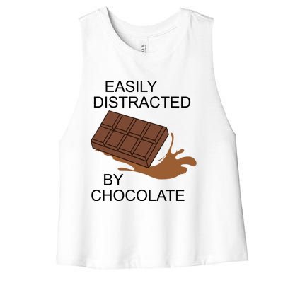 Funny Saying Distracted By Chocolate Chocolatier Gift Women's Racerback Cropped Tank