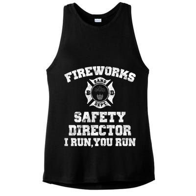 Fireworks Safety Director I Run You Run 4th Of July Ladies PosiCharge Tri-Blend Wicking Tank
