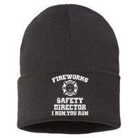 Fireworks Safety Director I Run You Run 4th Of July Sustainable Knit Beanie