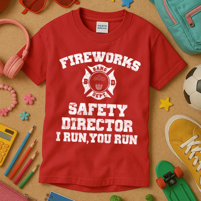 Fireworks Safety Director I Run You Run 4th Of July Kids T-Shirt