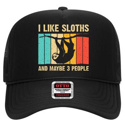 Funny Sloth Design For Sloth Lover High Crown Mesh Back Trucker Hat