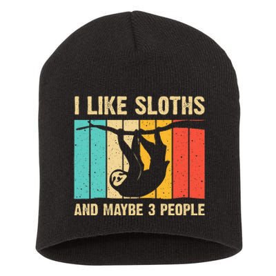 Funny Sloth Design For Sloth Lover Short Acrylic Beanie