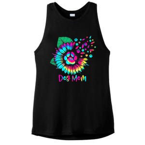 Floral Sunflower Dog Mom Tie Dye Funny Mothers Day Dog Lover Ladies PosiCharge Tri-Blend Wicking Tank