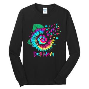 Floral Sunflower Dog Mom Tie Dye Funny Mothers Day Dog Lover Tall Long Sleeve T-Shirt