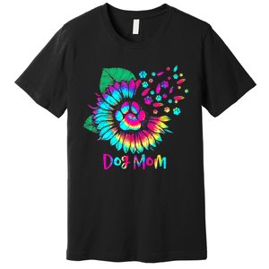 Floral Sunflower Dog Mom Tie Dye Funny Mothers Day Dog Lover Premium T-Shirt