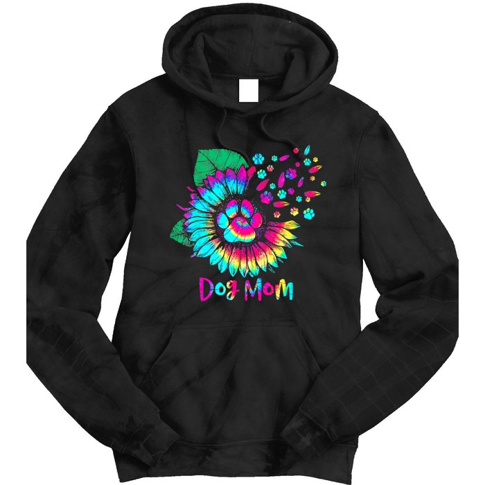 Floral Sunflower Dog Mom Tie Dye Funny Mothers Day Dog Lover Tie Dye Hoodie