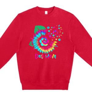 Floral Sunflower Dog Mom Tie Dye Funny Mothers Day Dog Lover Premium Crewneck Sweatshirt