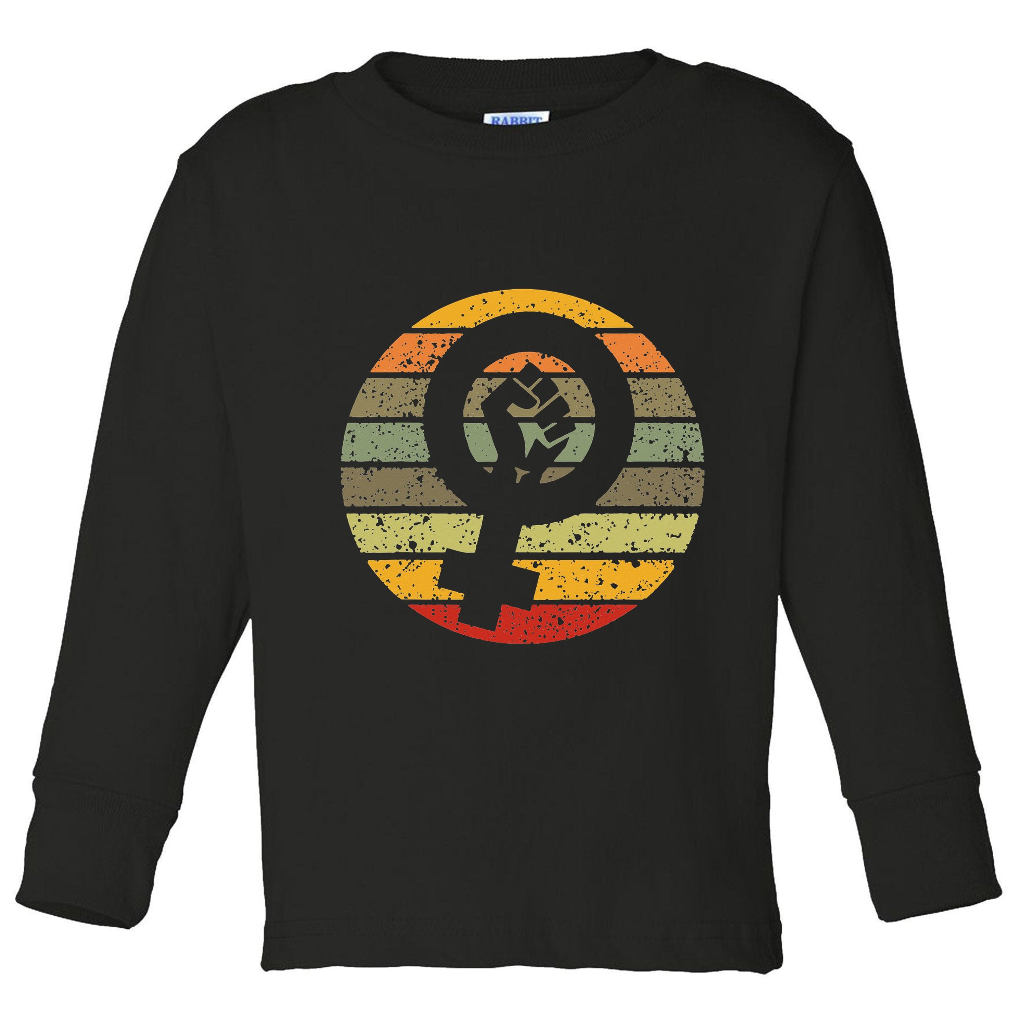 Feminism Symbol Design Retro Vintage 70s 80s 90s Feminist Toddler Long Sleeve Shirt