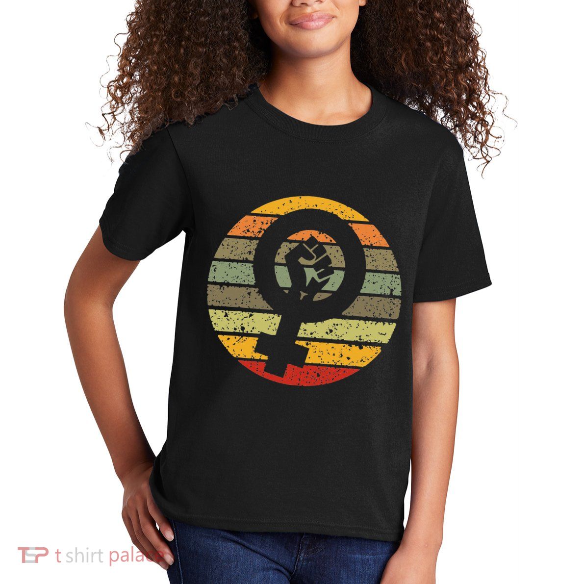 Feminism Symbol Design Retro Vintage 70s 80s 90s Feminist Kids T-Shirt