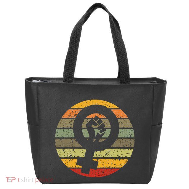Feminism Symbol Design Retro Vintage 70s 80s 90s Feminist Zip Tote Bag