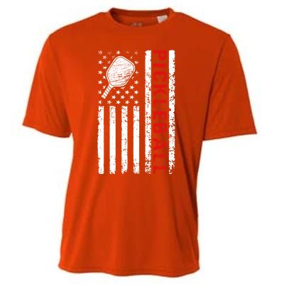 Funny Sports Design Pickleball Us Flag Meaningful Gift Cooling Performance Crew T-Shirt