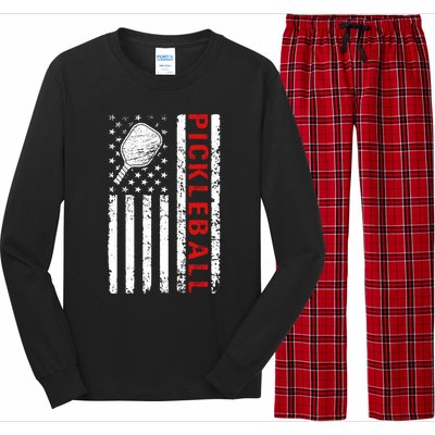 Funny Sports Design Pickleball Us Flag Meaningful Gift Long Sleeve Pajama Set