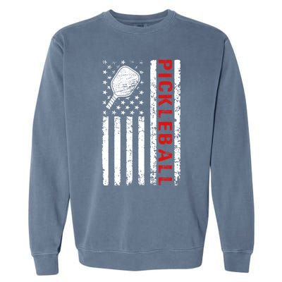 Funny Sports Design Pickleball Us Flag Meaningful Gift Garment-Dyed Sweatshirt