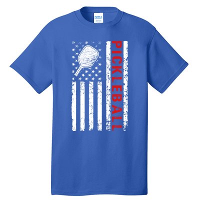 Funny Sports Design Pickleball Us Flag Meaningful Gift Tall T-Shirt