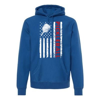 Funny Sports Design Pickleball Us Flag Meaningful Gift Premium Hoodie