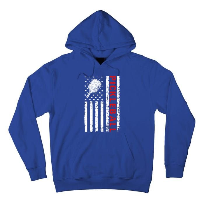 Funny Sports Design Pickleball Us Flag Meaningful Gift Tall Hoodie