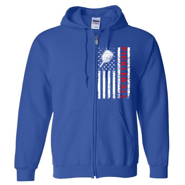 Funny Sports Design Pickleball Us Flag Meaningful Gift Full Zip Hoodie