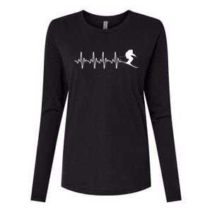 Funny Ski Design For Skier Skiing Heartbeat Gift Womens Cotton Relaxed Long Sleeve T-Shirt