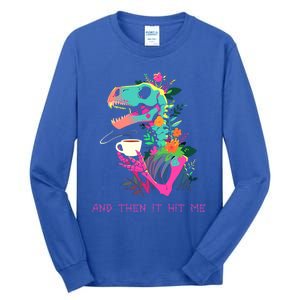 Funny Skeleton Dinosaur Costume Goth Halloween Cool Gift Tall Long Sleeve T-Shirt