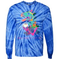 Funny Skeleton Dinosaur Costume Goth Halloween Cool Gift Tie-Dye Long Sleeve Shirt