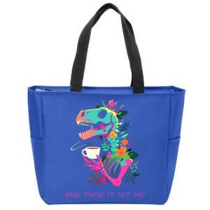 Funny Skeleton Dinosaur Costume Goth Halloween Cool Gift Zip Tote Bag