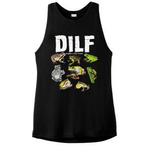 Funny Saying DILF Damn I Love Frogs Animals Ladies PosiCharge Tri-Blend Wicking Tank