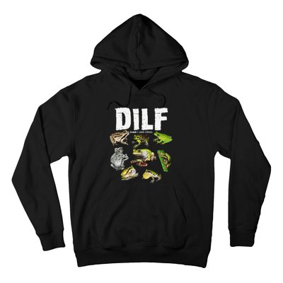 Funny Saying DILF Damn I Love Frogs Animals Hoodie