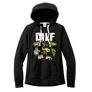 Funny Saying DILF Damn I Love Frogs Animals Women's Fleece Hoodie