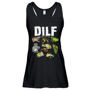 Funny Saying DILF Damn I Love Frogs Animals Ladies Essential Flowy Tank