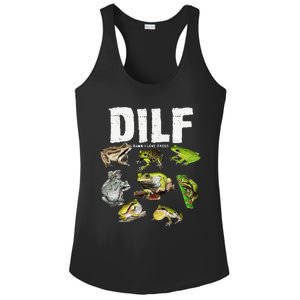 Funny Saying DILF Damn I Love Frogs Animals Ladies PosiCharge Competitor Racerback Tank