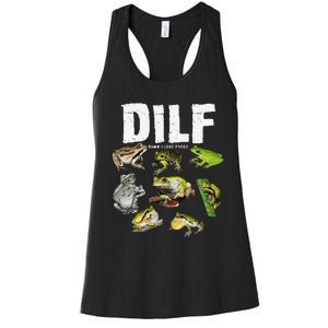 Funny Saying DILF Damn I Love Frogs Animals Women's Racerback Tank