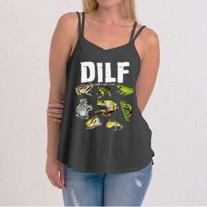 Funny Saying DILF Damn I Love Frogs Animals Women's Strappy Tank