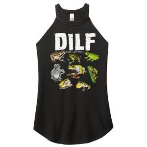 Funny Saying DILF Damn I Love Frogs Animals Women's Perfect Tri Rocker Tank